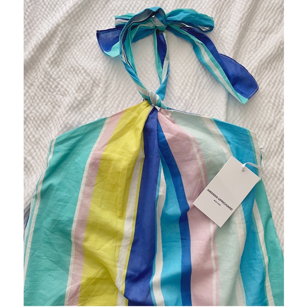 Amanda Uprichard Colorful Striped Halter Tie Top